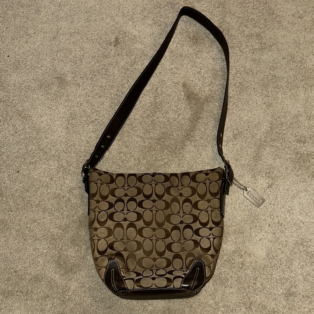 Coach Brown Monogram Signature Shoulder Bucket Bag 6076